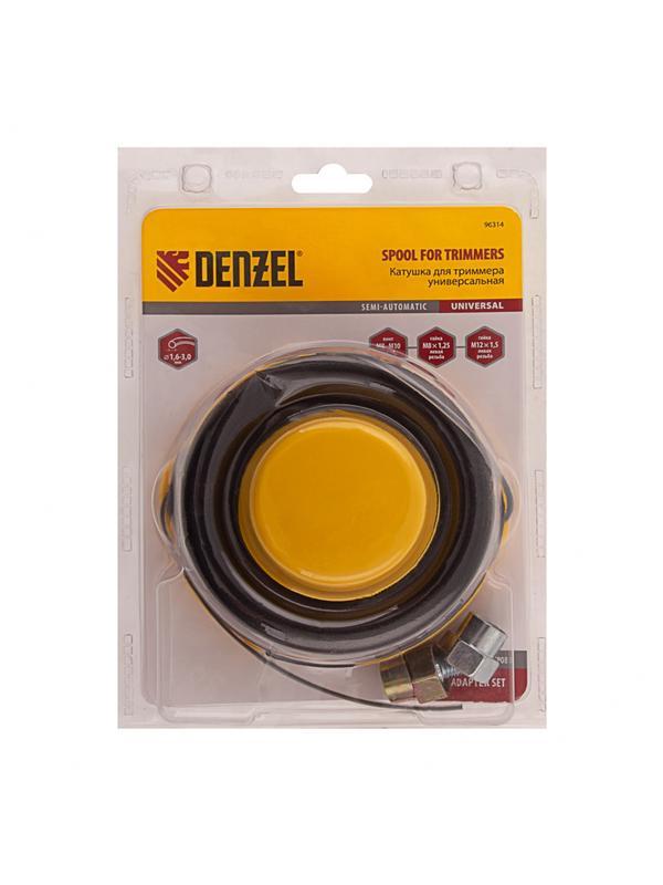 Катушка универсальная триммерная, гайка М10 х 1.25, М8, М12, винт М8-М10, левая резьба, шаг 1.5 мм Denzel