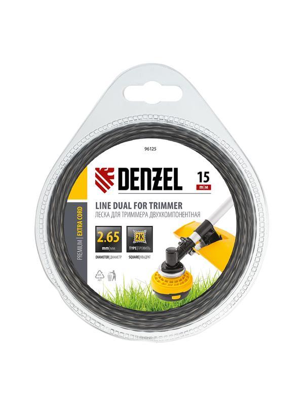 Леска для триммера двухкомпонентная, квадратная 2.65 мм x 15 м Extra cord Denzel