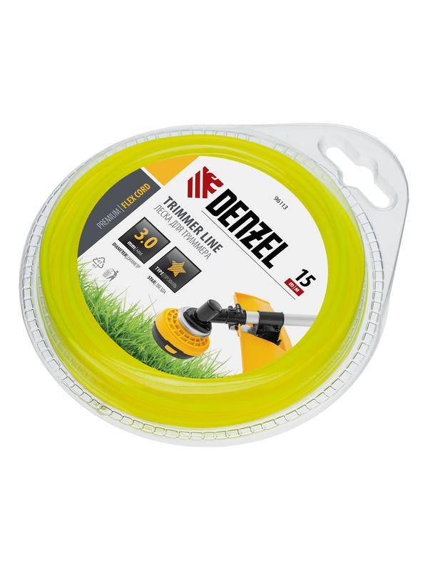 Леска для триммера, звезда 3 мм х 15 м, блистер Flex cord Denzel