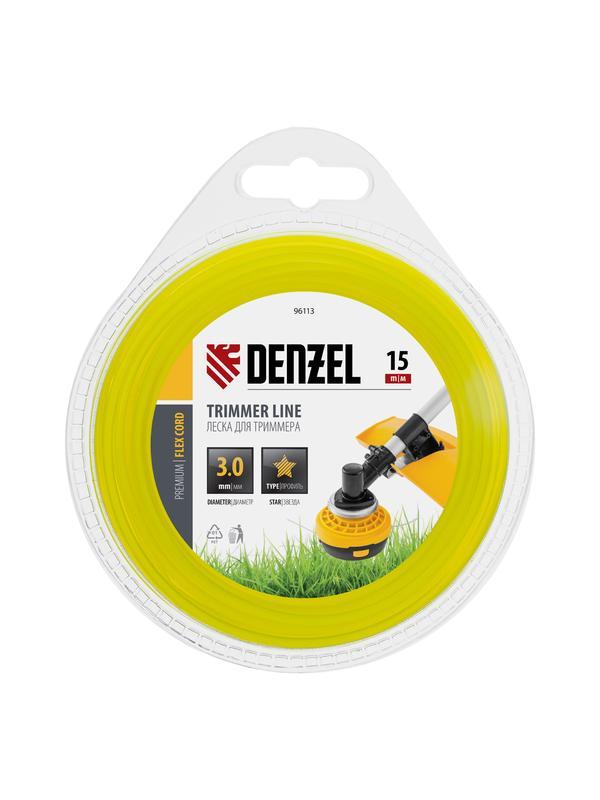 Леска для триммера, звезда 3 мм х 15 м, блистер Flex cord Denzel