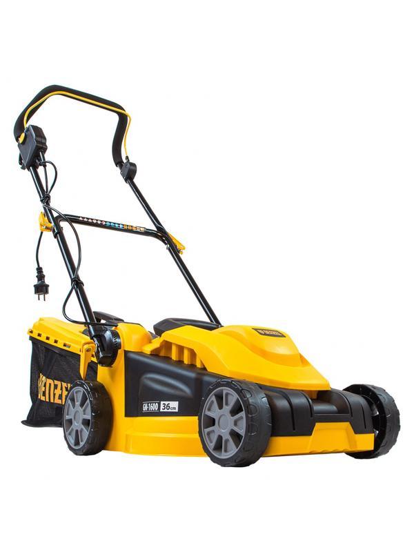 Газонокосилка электрическая GM-1600, 1600 Вт, ширина 36 см, 3 уровя, травосборник 35 л. Denzel