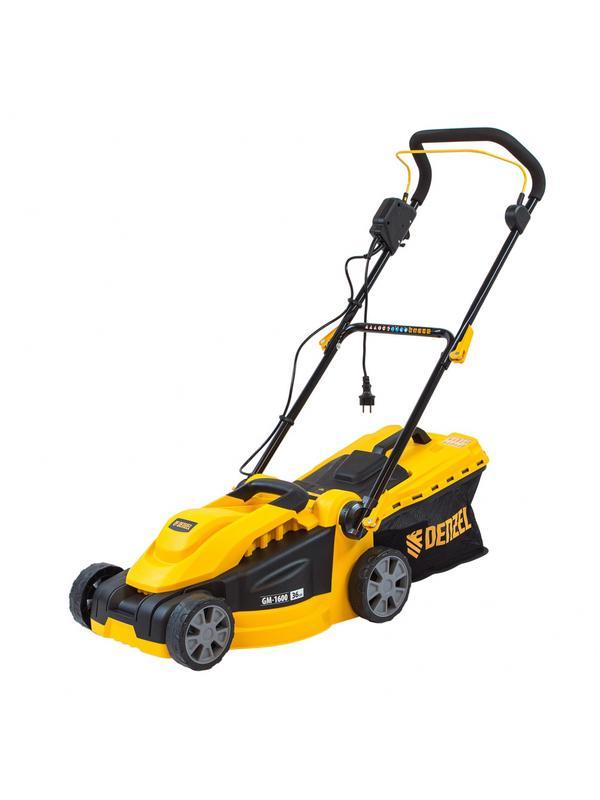 Газонокосилка электрическая GM-1600, 1600 Вт, ширина 36 см, 3 уровя, травосборник 35 л. Denzel