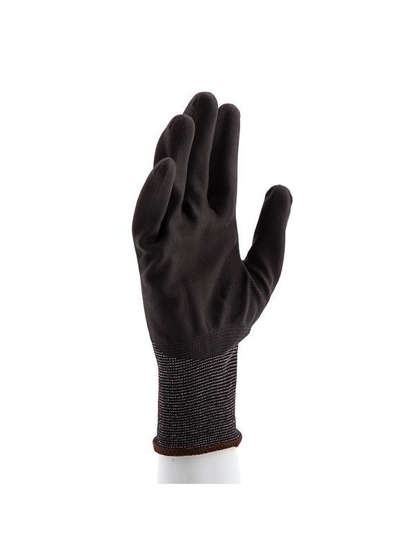 Перчатки трикотажные с черным полиуретановым покрытием, размер L, 15 класс вязки Сибртех
