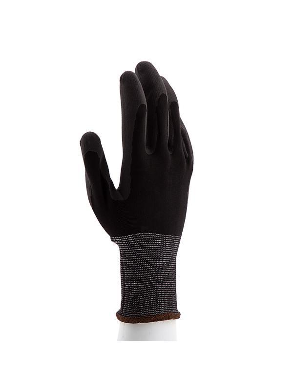 Перчатки трикотажные с черным полиуретановым покрытием, размер L, 15 класс вязки Сибртех