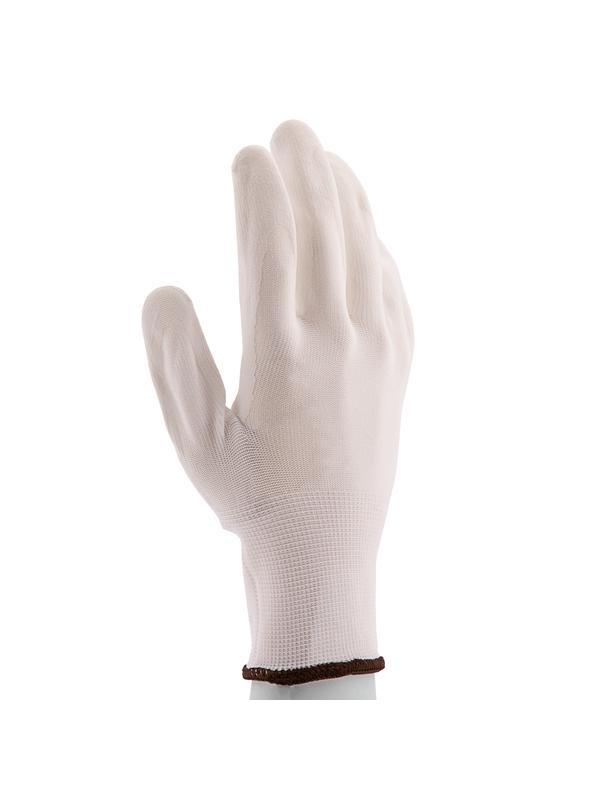 Перчатки трикотажные с белым полиуретановым покрытием, размер L, 15 класс вязки Сибртех