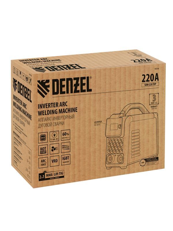 Аппарат инвертор. дуговой сварки SDM-220 Top, 220 А, ПВ 60% кейс// Denzel