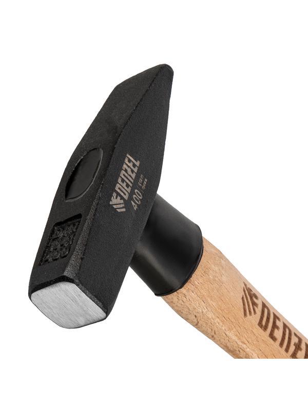 Молоток слесарный, 400 г, кованый квадратный боек, буковая рукоятка Denzel