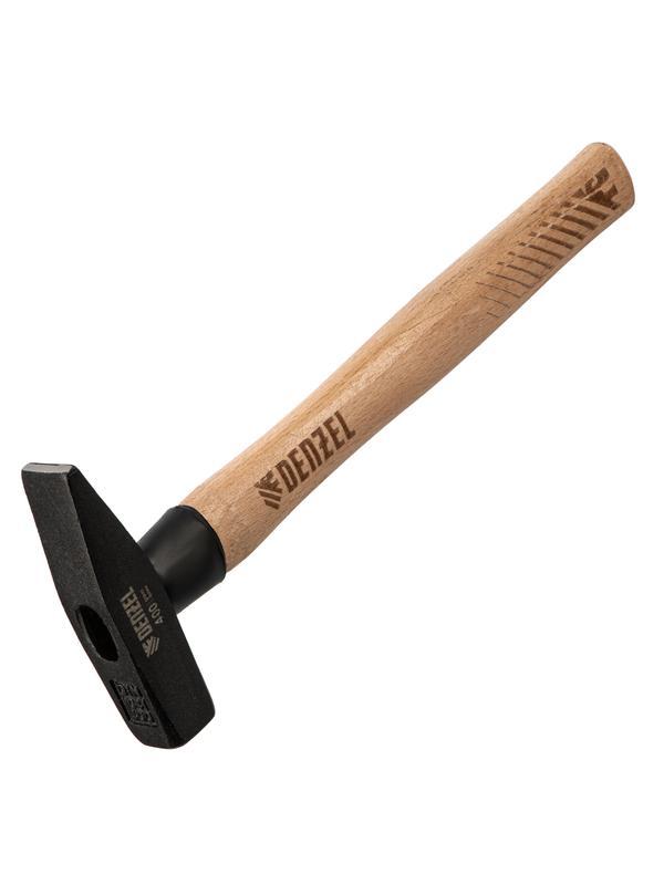 Молоток слесарный, 400 г, кованый квадратный боек, буковая рукоятка Denzel