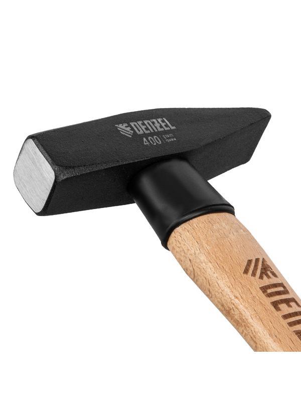 Молоток слесарный, 400 г, кованый квадратный боек, буковая рукоятка Denzel