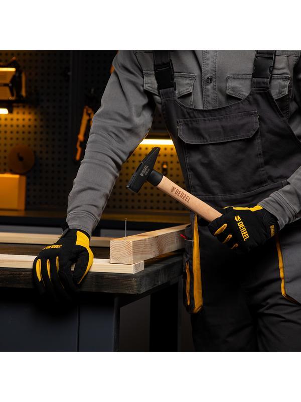 Молоток слесарный, 400 г, кованый квадратный боек, буковая рукоятка Denzel