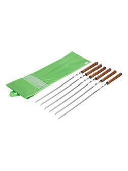 Набор шампуров угловых, 650 мм, с цельной деревянной рукояткой, в чехле, 6 шт, Camping Palisad