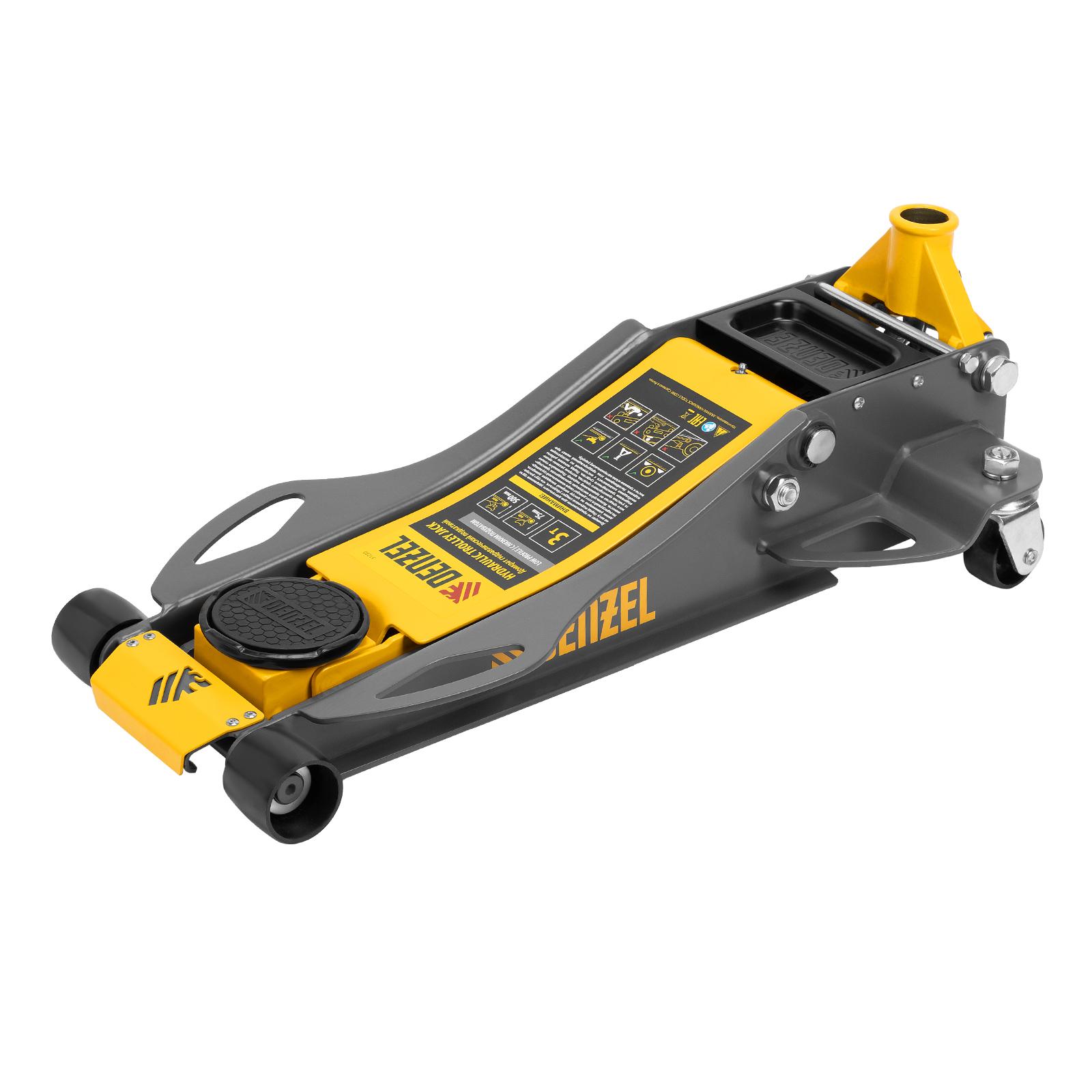 Домкрат гидравлический подкатной, 3 т, 75-500 мм, быстрый подъем, низкий подхват, проф. Denzel