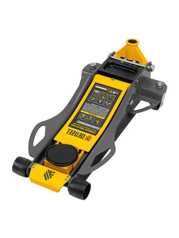 Домкрат гидравлический подкатной, 3 т, 75-500 мм, быстрый подъем, низкий подхват, проф. Denzel