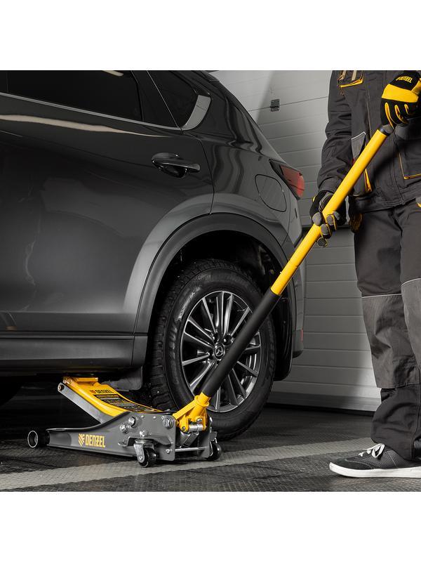 Домкрат гидравлический подкатной, 3 т, 75-500 мм, быстрый подъем, низкий подхват, проф. Denzel