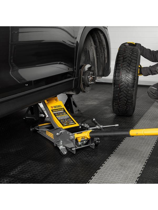 Домкрат гидравлический подкатной, 3 т, 75-500 мм, быстрый подъем, низкий подхват, проф. Denzel