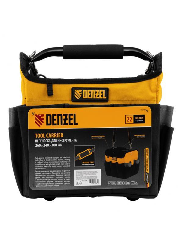 Переноска для инструмента, 260х240х300 мм, 22 кармана, наплечный ремень// Denzel