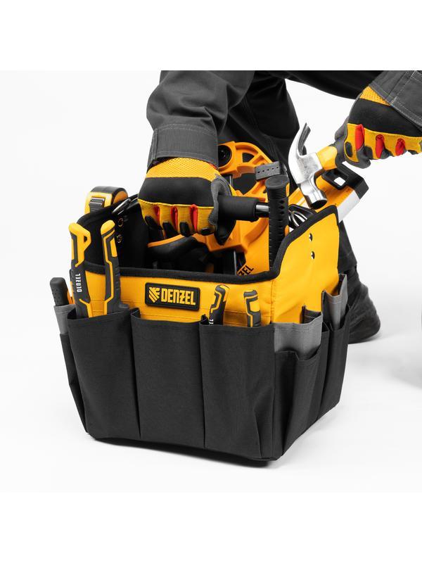 Переноска для инструмента, 260х240х300 мм, 22 кармана, наплечный ремень// Denzel
