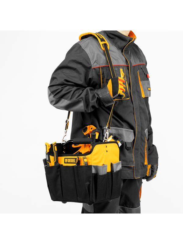 Переноска для инструмента, 260х240х300 мм, 22 кармана, наплечный ремень// Denzel