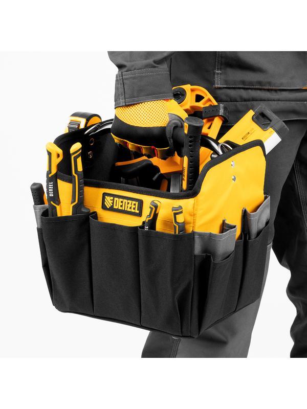 Переноска для инструмента, 260х240х300 мм, 22 кармана, наплечный ремень// Denzel