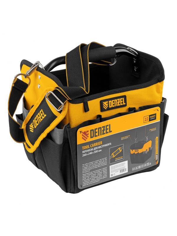Переноска для инструмента, 260х240х300 мм, 22 кармана, наплечный ремень// Denzel