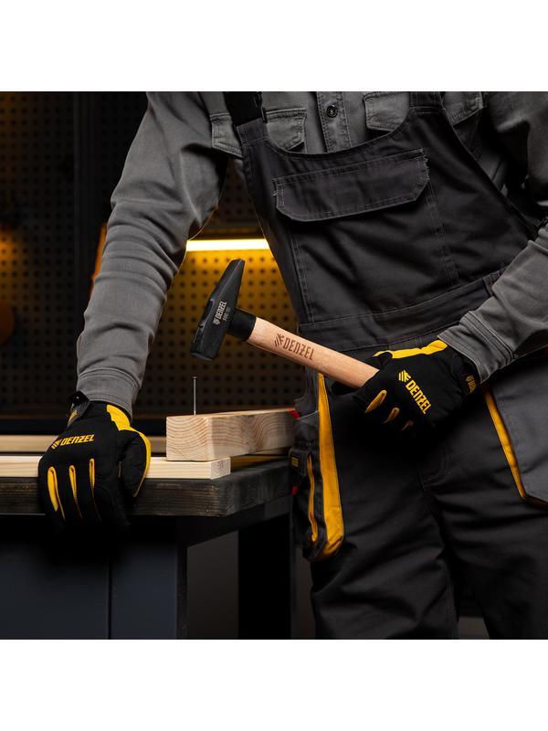 Молоток слесарный, 500 г, кованый квадратный боек, буковая рукоятка Denzel