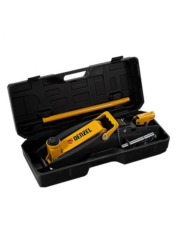 Домкрат гидравлический подкатной с фиксатором, 2,8 т, 135-385 мм, в кейсе Denzel