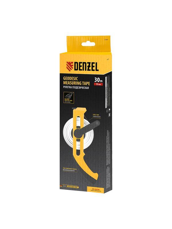 Рулетка геодезическая 30 м х 13 мм, открытый корпус, металлическая лента Denzel