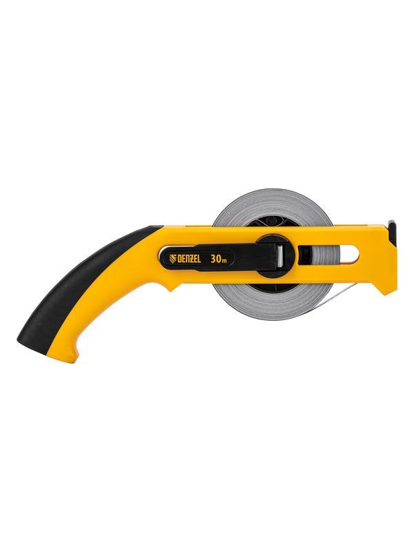 Рулетка геодезическая 30 м х 13 мм, открытый корпус, металлическая лента Denzel