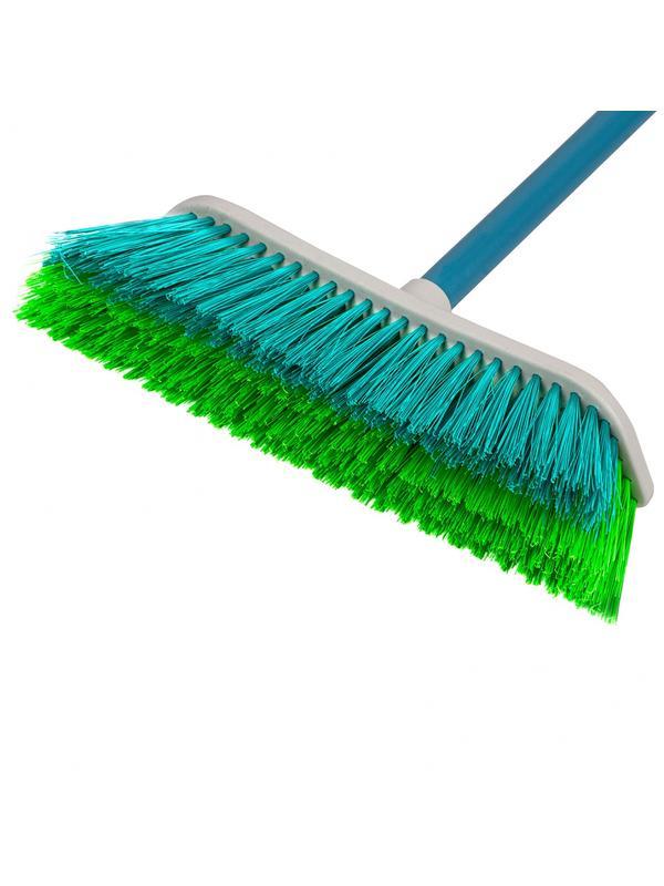 Щетка пластмассовая для подметания пола с комбинированной щетиной, 27 см, с черенком, 120 cм, Home Palisad
