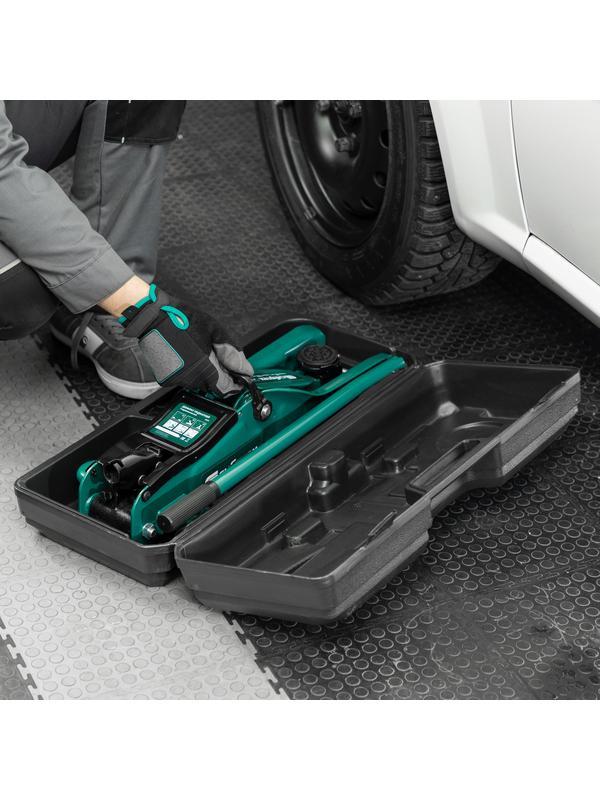 Домкрат гидравлический подкатной, 2 т, 85-330 мм, низкий подхват, в пласт. кейсе Сибртех