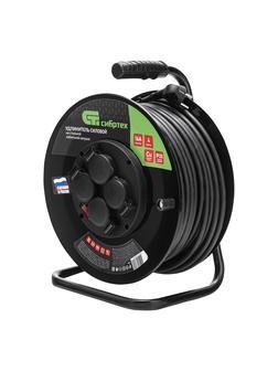 Удлинитель силовой 50 м, 16А, тип УХз16, ПВС 3 x 2.5 мм, на стальной катушке, 4 розетки Сибртех