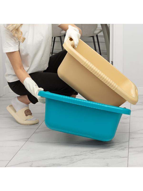 Таз пластмассовый прямоугольный 25 л, бирюзовый, Home Palisad