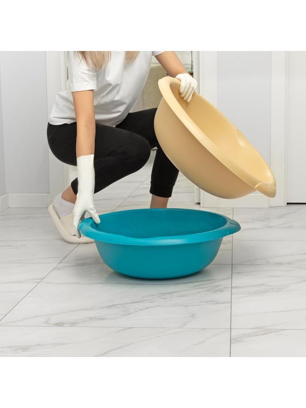 Таз пластмассовый круглый 18 л, бирюзовый, Home Palisad