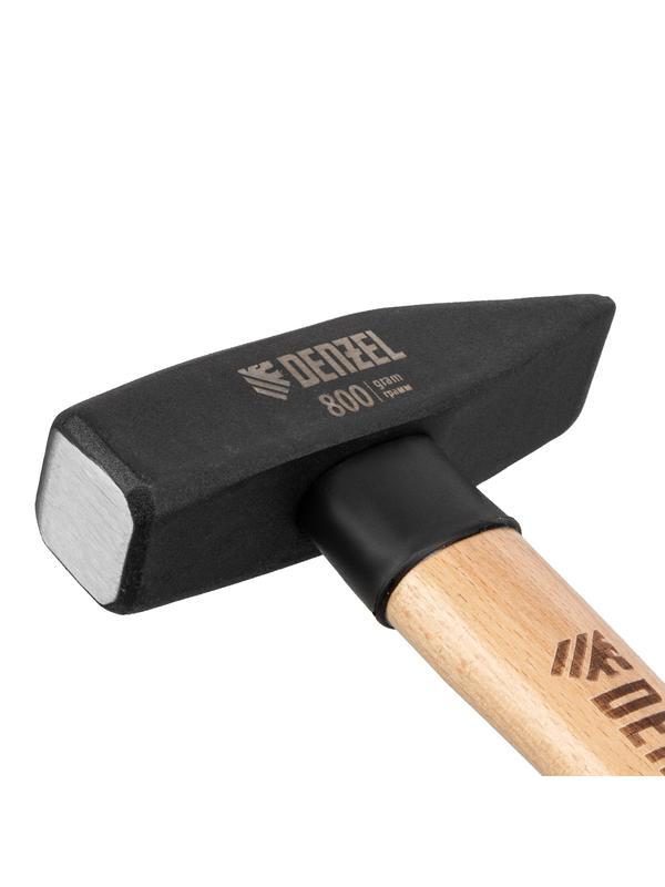 Молоток слесарный, 800 г, кованый квадратный боек, буковая рукоятка Denzel