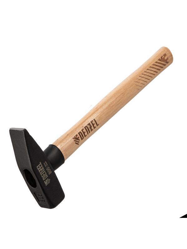 Молоток слесарный, 800 г, кованый квадратный боек, буковая рукоятка Denzel