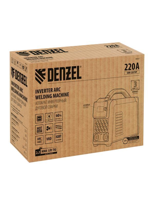 Аппарат инвертор. дуговой сварки SDM-220 Top, 220 А, ПВ 60%// Denzel