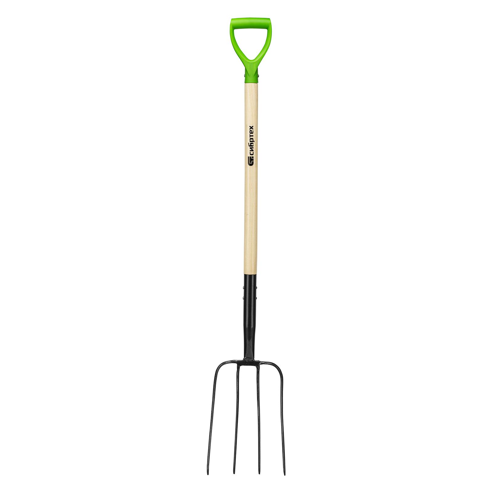 Вилы 4-рогие, сенные, кованые, 210х340х1260 мм, деревянный лакированный черенок Сибртех