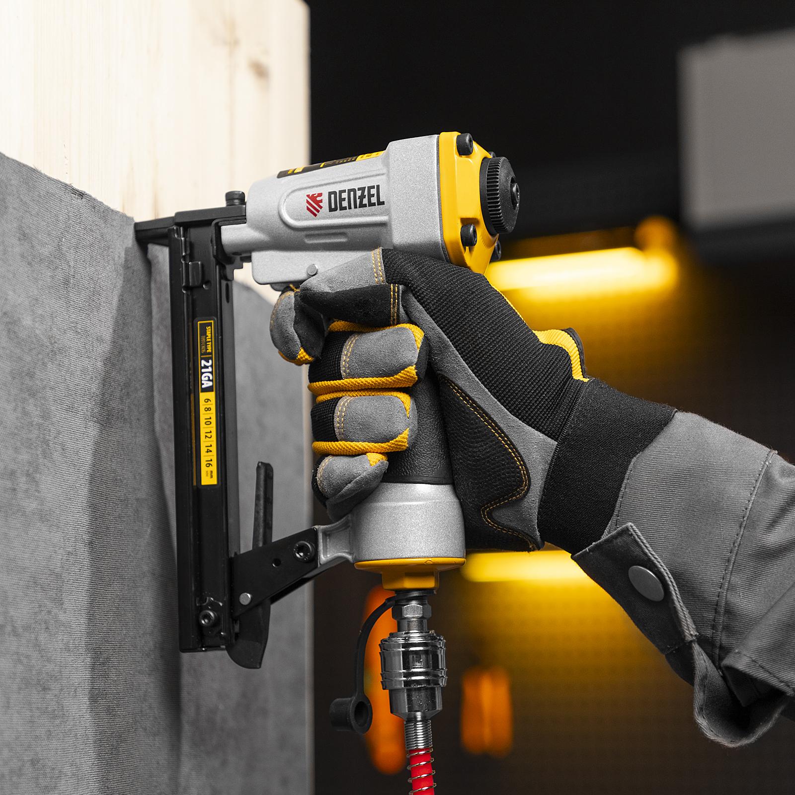 Степлер пневматический PS8016 для прямоугольных скоб 21GA от 6 до 16 мм Denzel