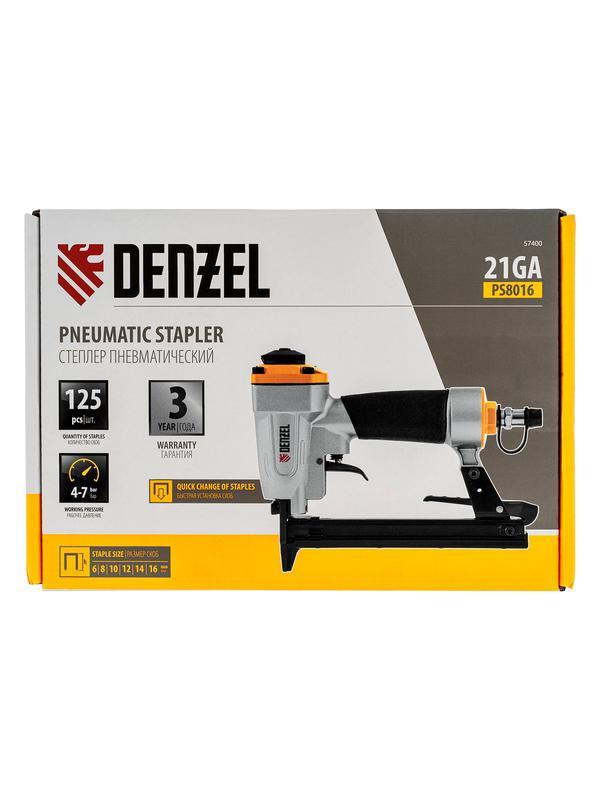 Степлер пневматический PS8016 для прямоугольных скоб 21GA от 6 до 16 мм Denzel
