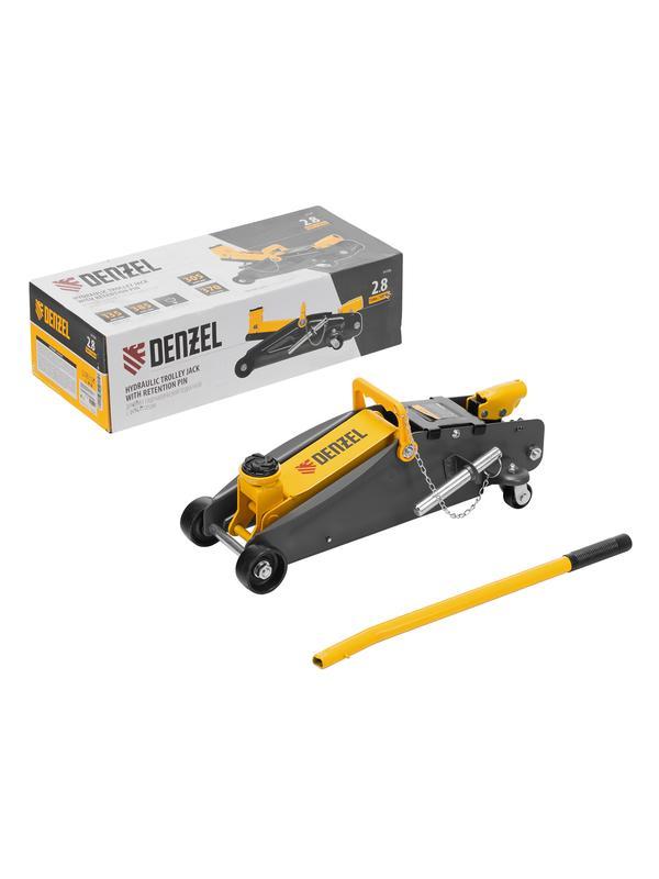 Домкрат гидравлический подкатной с фиксатором, 2,8 т, 135-385 мм Denzel