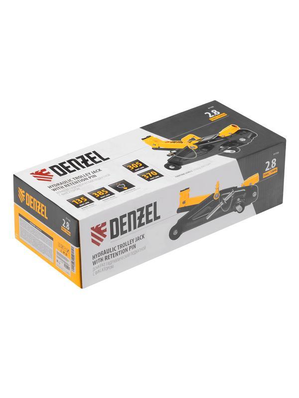 Домкрат гидравлический подкатной с фиксатором, 2,8 т, 135-385 мм Denzel