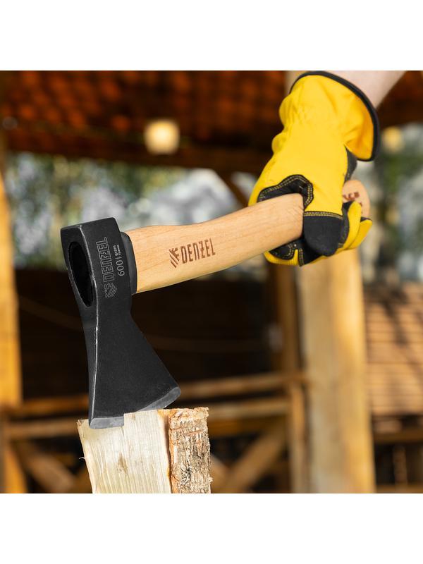 Топор, 600 г, кованый, буковое топорище Denzel