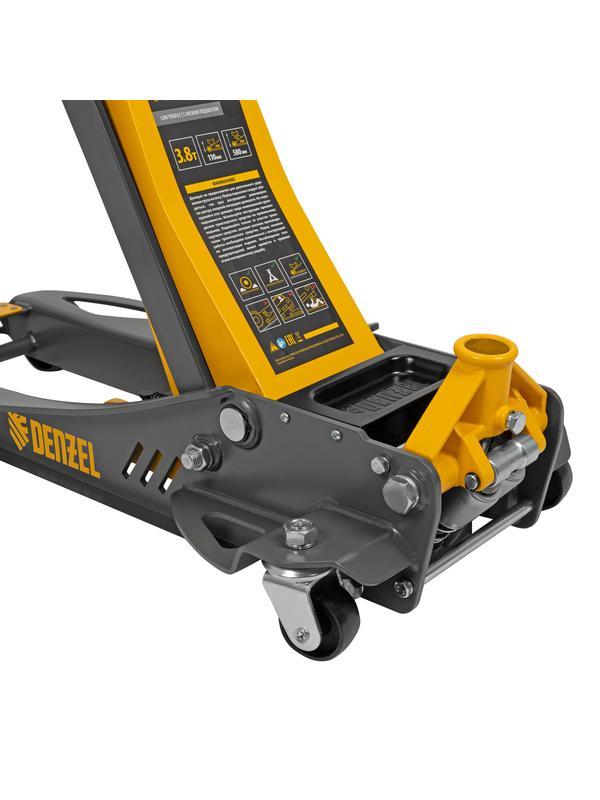 Домкрат гидравлический подкатной, 3,8 т, 110-580 мм, быстрый подъем, низкий подхват, проф. Denzel