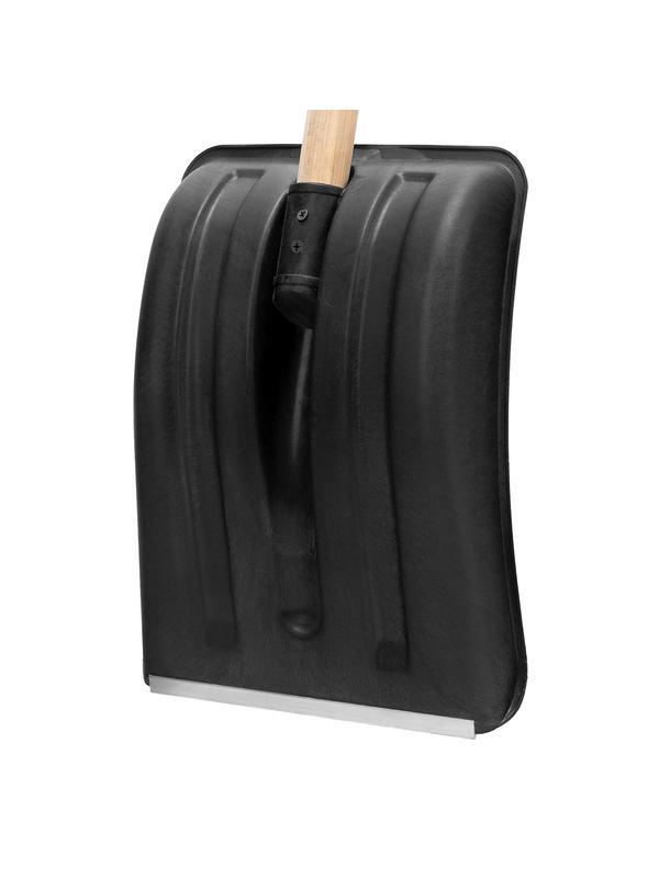 Лопата для уборки снега пластиковая, 275 х 365 х 865 мм, деревянный черенок, Sparta