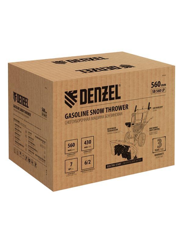 Бензиновая снегоуборочная машина SB 560 LP, 212 cc, электростартер, фара Denzel