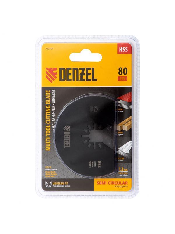Насадка для МФИ отрезная полукруг, HSS, по металлу и дереву, 80 мм х 1,2 мм, мелкий зуб Denzel