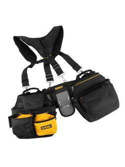 Пояс монтажника усиленный, с лямками, сумки поясные, держатель для молотка// Denzel