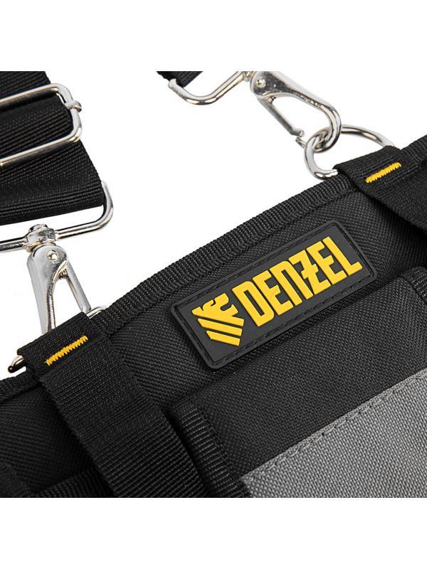 Пояс монтажника усиленный, с лямками, сумки поясные, держатель для молотка// Denzel