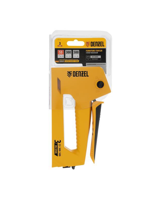 Степлер мебельный, алюминиевый корпус, тип 53, 6-14 мм, тип 300, 15 мм, тип 500, 15 мм Denzel