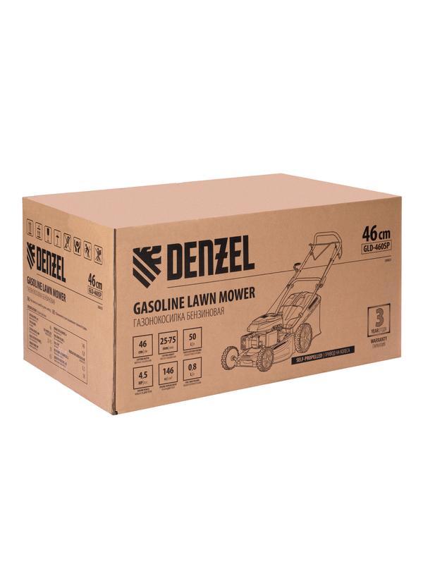 Газонокосилка бензиновая GLD-460SP, 146 куб.см, ширина 46 см, привод 7 уровней, травосборник 50 л Denzel
